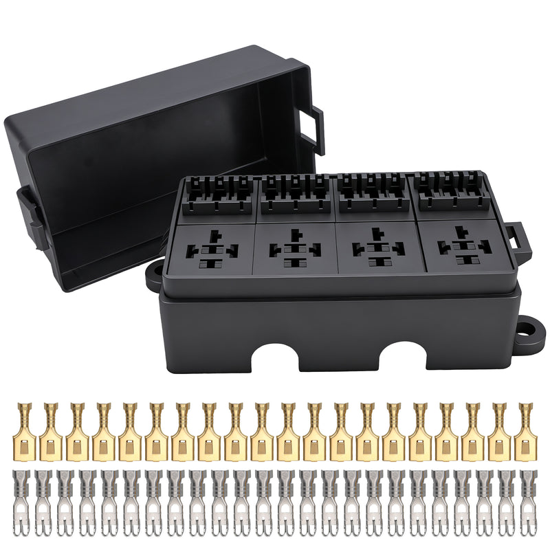 Weasch 12V 12 Way Fuse Relay Box, 4 Relays and 12 ATC/ATO Blade Fuses Slots, Compatible with 4-Pin 5-Pin 40Amp Relay, for Cars Truck Marine Boat Jeep-1