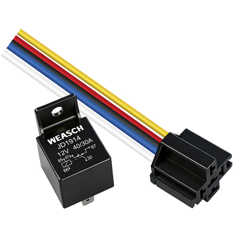 Weasch JD1914 Car Relay Harness, 12V 40/30A, 5-Pin SPDT, 12AWG Harness Sockets, Automotive Switches and Starters, for Automotive Truck Van Motorcycle Boat-7