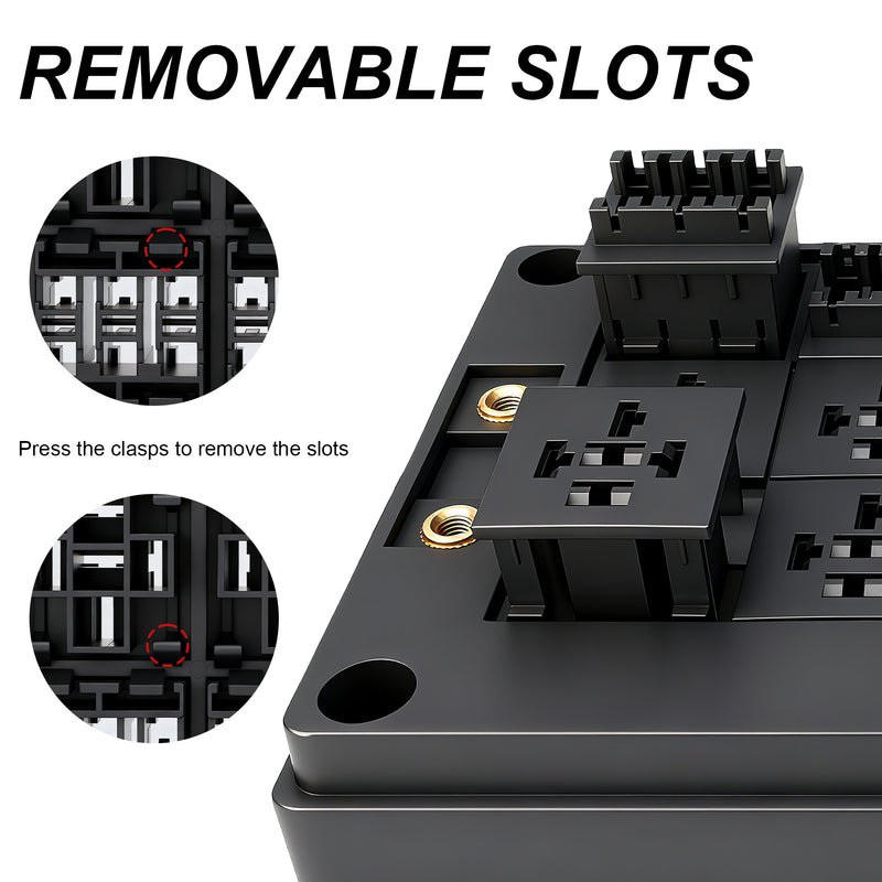 Weasch 12V 12 Way Fuse Relay Box, 8 Relays and 12 ATC/ATO Blade Fuses Slots, Compatible with 4-Pin 5-Pin 40A Relay, for Cars Truck Marine Boat Jeep-3
