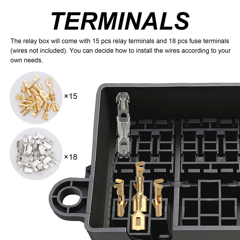 Weasch 12V 9 Way Fuse Relay Box, 3 Relays and 9 ATC/ATO Blade Fuse Slots, Compatible with 4-Pin 5-Pin 40Amp Relay, for Cars Truck Marine Boat Jeep-4