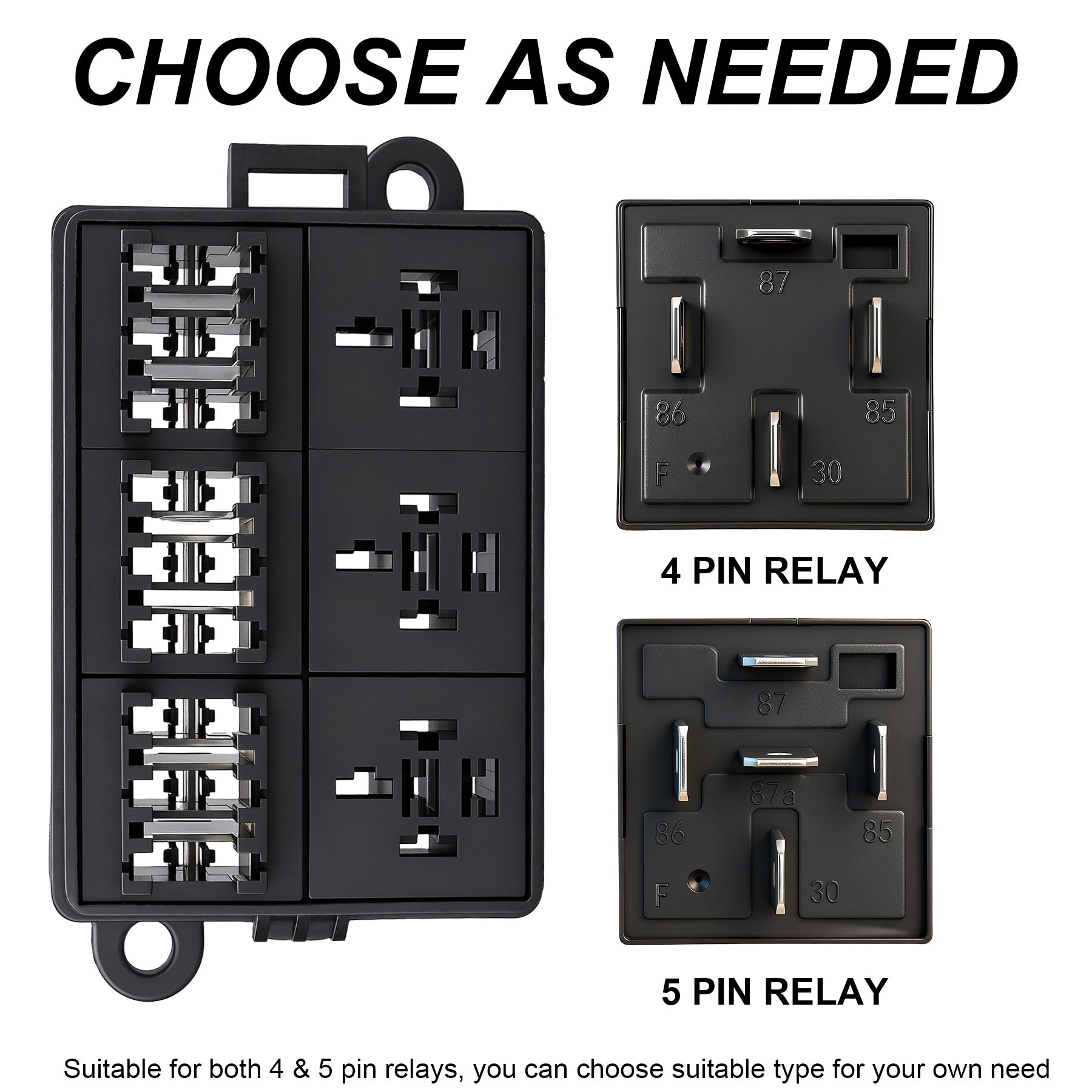 Weasch 12V 9 Way Fuse Relay Box, 3 Relays and 9 ATC/ATO Blade Fuse Slots, Compatible with 4-Pin 5-Pin 40Amp Relay, for Cars Truck Marine Boat Jeep-5