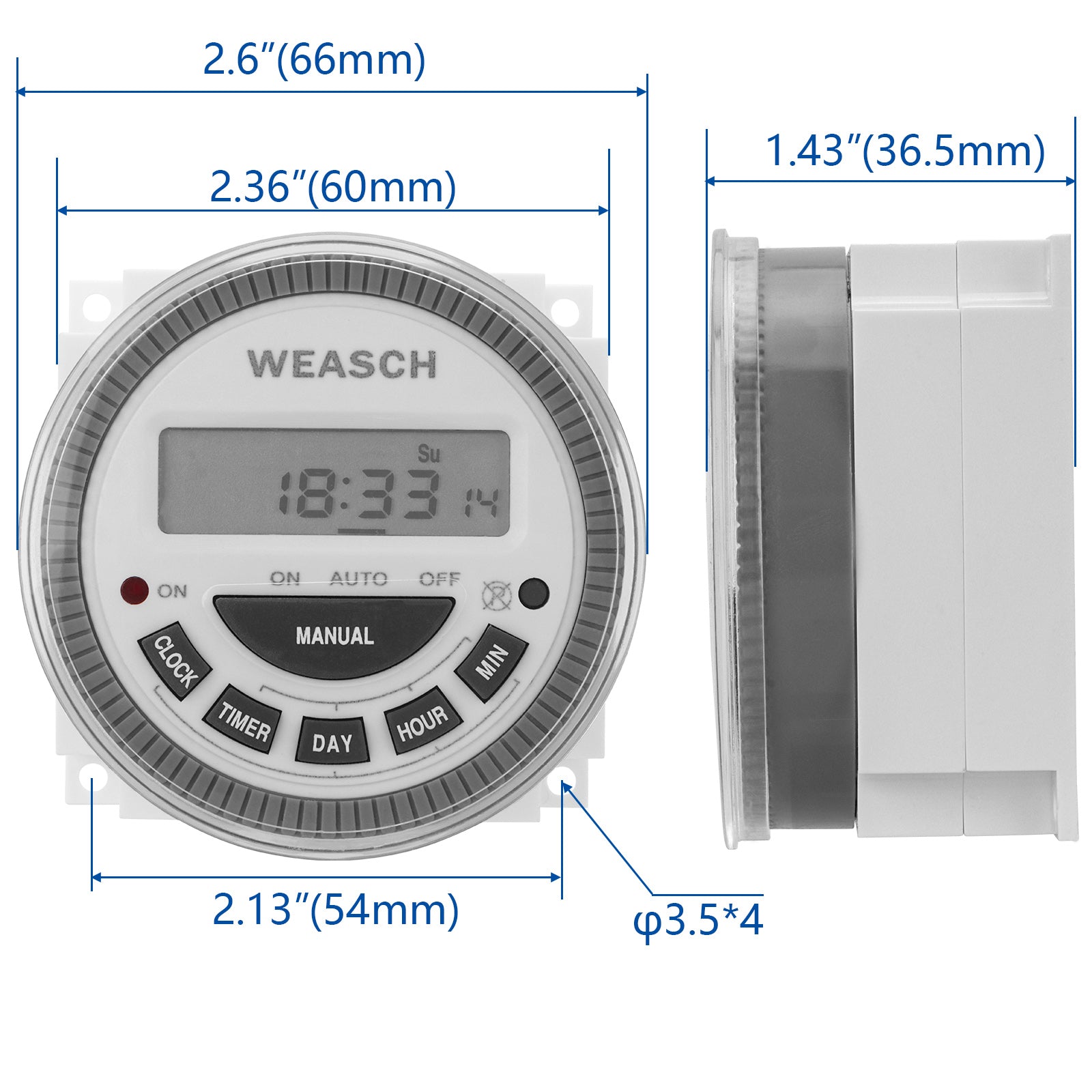 Weasch Timer Switch, CN304 16Amp 5Pins SPDT, Digital LCD Power Programmable Timer Time Relay Switch, Supports 17 Scheduled Times Daily or Weekly-6