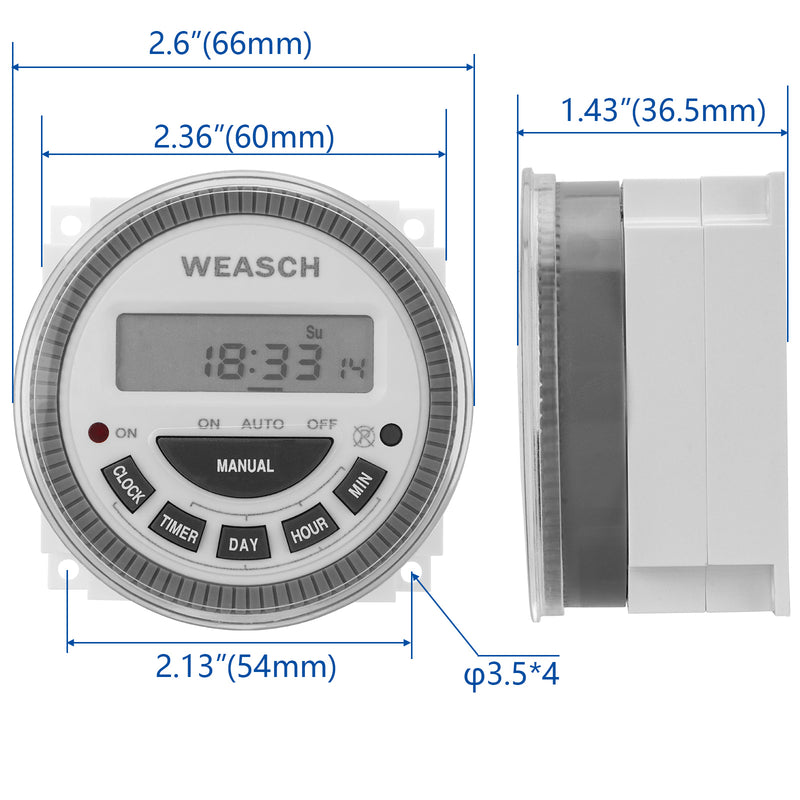 Weasch Timer Switch, CN304 16Amp 5Pins SPDT, Digital LCD Power Programmable Timer Time Relay Switch, Supports 17 Scheduled Times Daily or Weekly-6