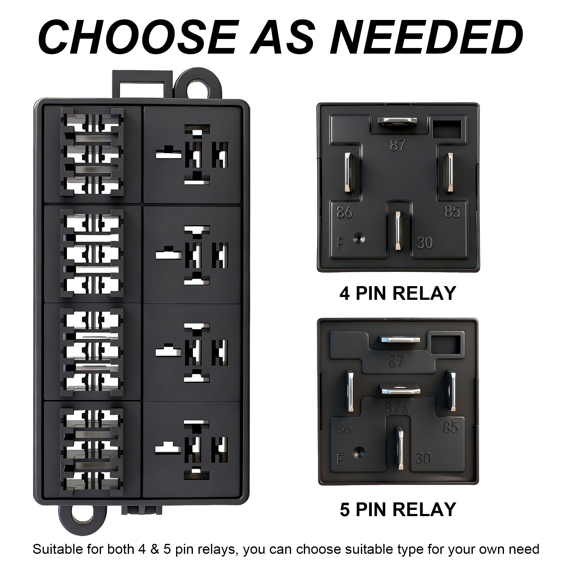 Weasch 12V 12 Way Fuse Relay Box, 4 Relays and 12 ATC/ATO Blade Fuses Slots, Compatible with 4-Pin 5-Pin 40Amp Relay, for Cars Truck Marine Boat Jeep-5