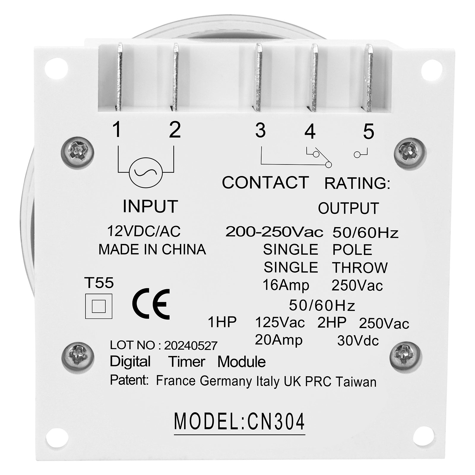 Weasch Timer Switch, CN304 16Amp 5Pins SPDT, Digital LCD Power Programmable Timer Time Relay Switch, Supports 17 Scheduled Times Daily or Weekly-4