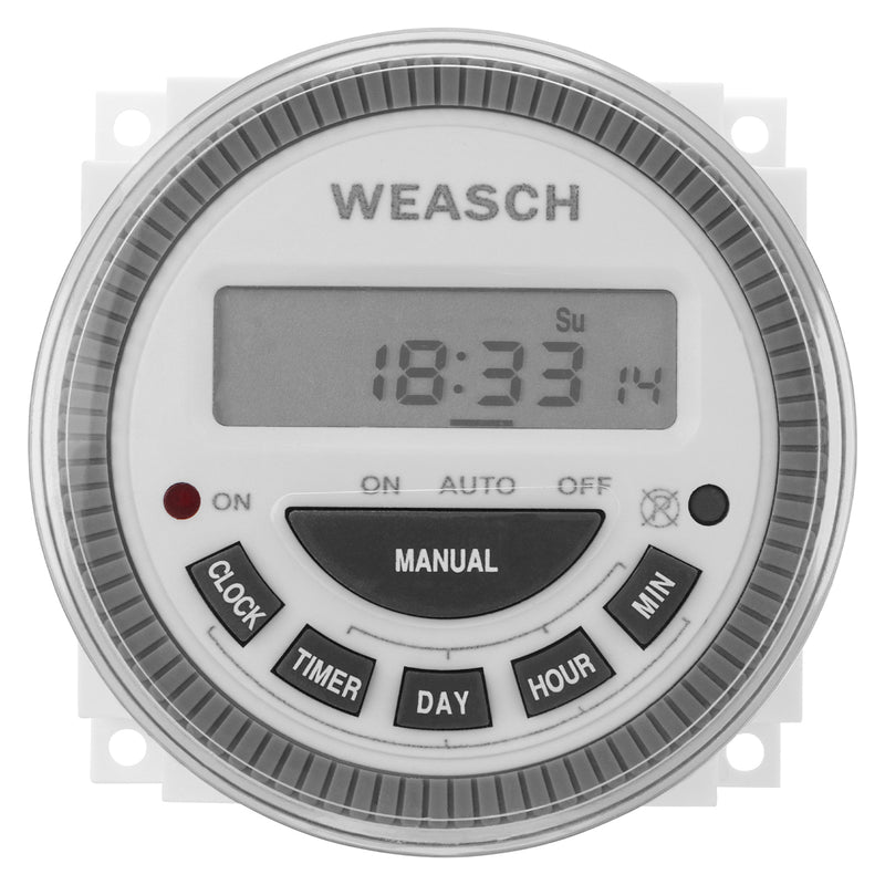 Weasch Timer Switch, CN304 16Amp 5Pins SPDT, Digital LCD Power Programmable Timer Time Relay Switch, Supports 17 Scheduled Times Daily or Weekly-7