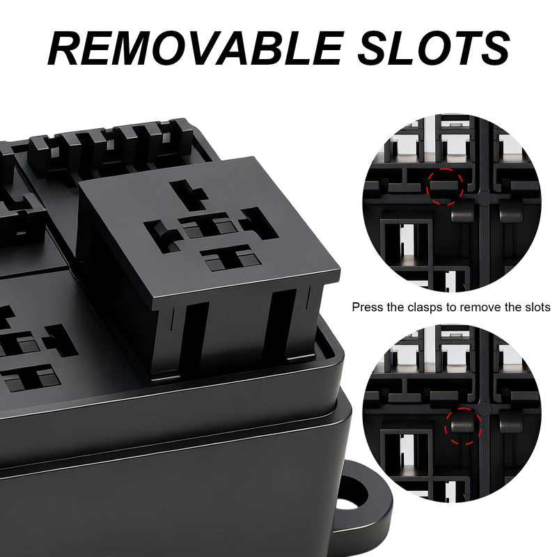 Weasch 12V 9 Way Fuse Relay Box, 3 Relays and 9 ATC/ATO Blade Fuse Slots, Compatible with 4-Pin 5-Pin 40Amp Relay, for Cars Truck Marine Boat Jeep-6