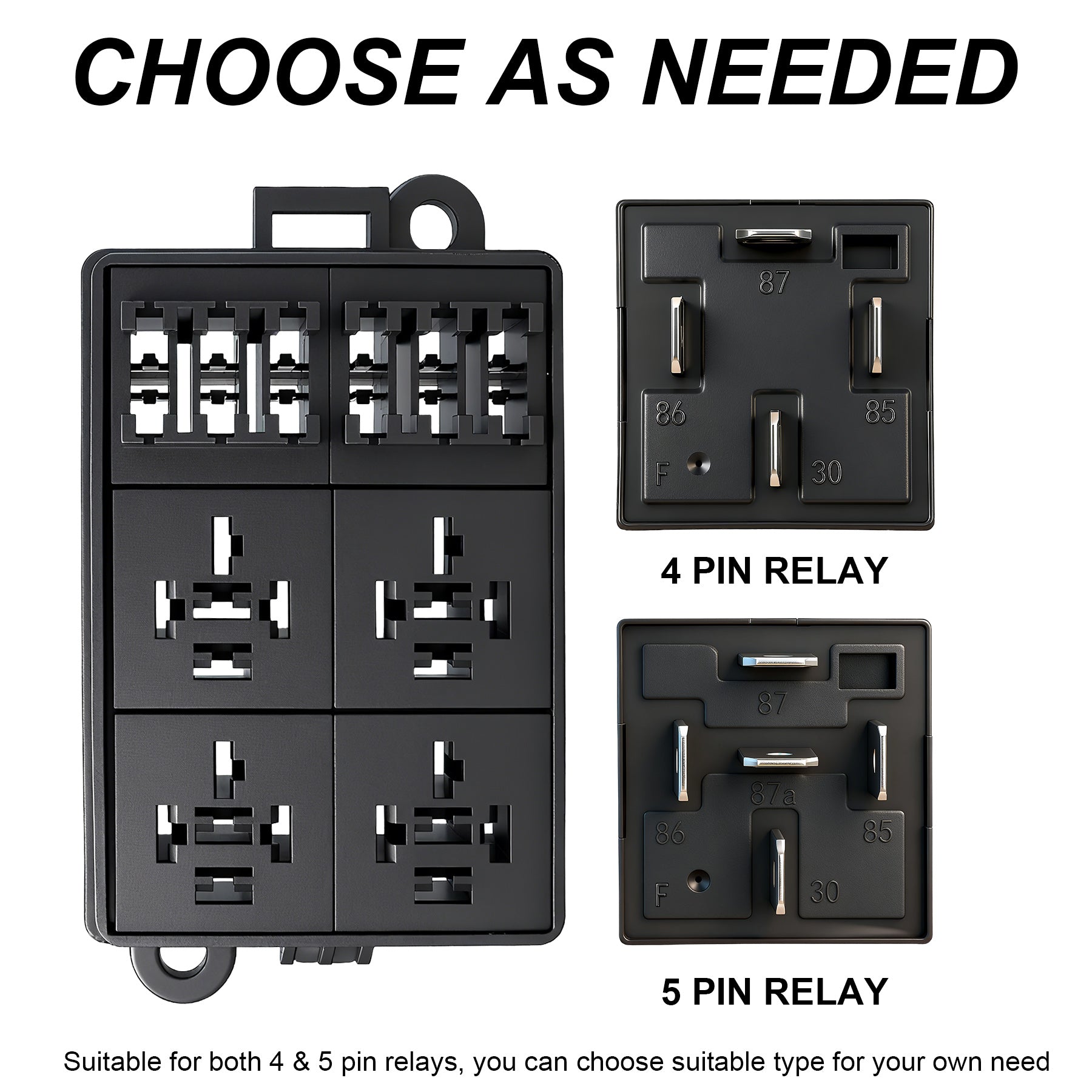 Weasch 12V 6 Way Fuse Relay Box, 4 Relays and 6 ATC/ATO Blade Fuse Slots, Compatible with 4-Pin 5-Pin 40Amp Relay, for Cars Truck Marine Boat Jeep-6