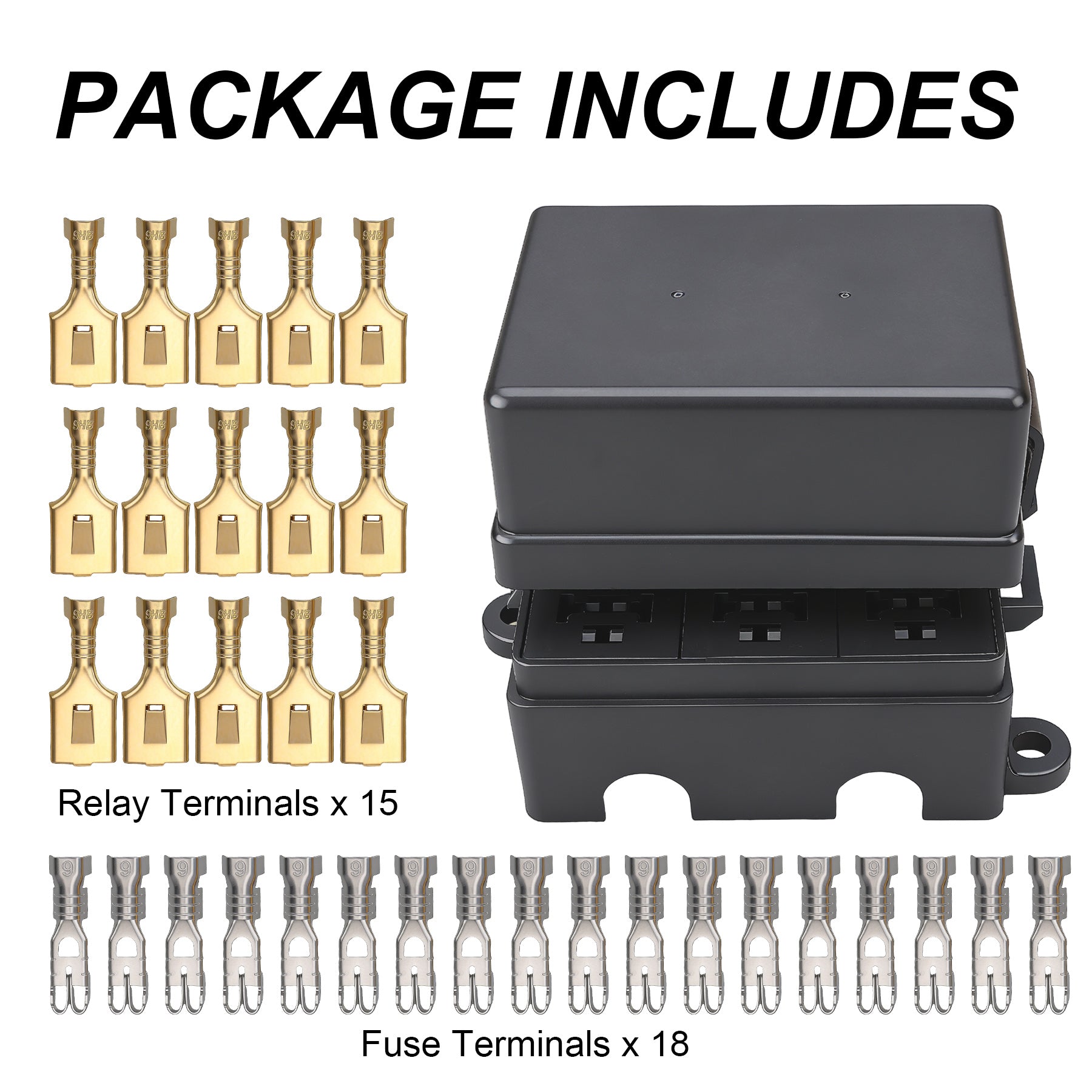 Weasch 12V 9 Way Fuse Relay Box, 3 Relays and 9 ATC/ATO Blade Fuse Slots, Compatible with 4-Pin 5-Pin 40Amp Relay, for Cars Truck Marine Boat Jeep-7