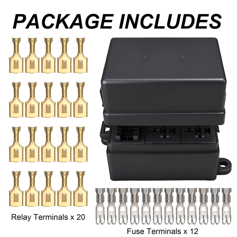 Weasch 12V 6 Way Fuse Relay Box, 4 Relays and 6 ATC/ATO Blade Fuse Slots, Compatible with 4-Pin 5-Pin 40Amp Relay, for Cars Truck Marine Boat Jeep-7