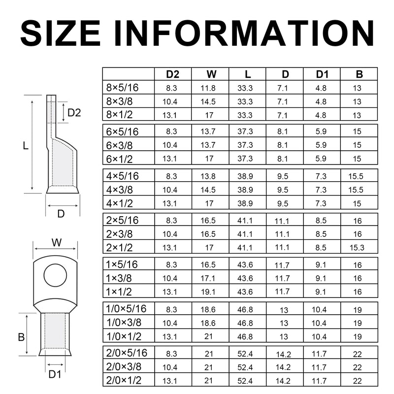 Weasch 10pcs Battery Lugs, Heavy Duty Wire Lugs, Ring Terminals, Battery Cable Ends-3