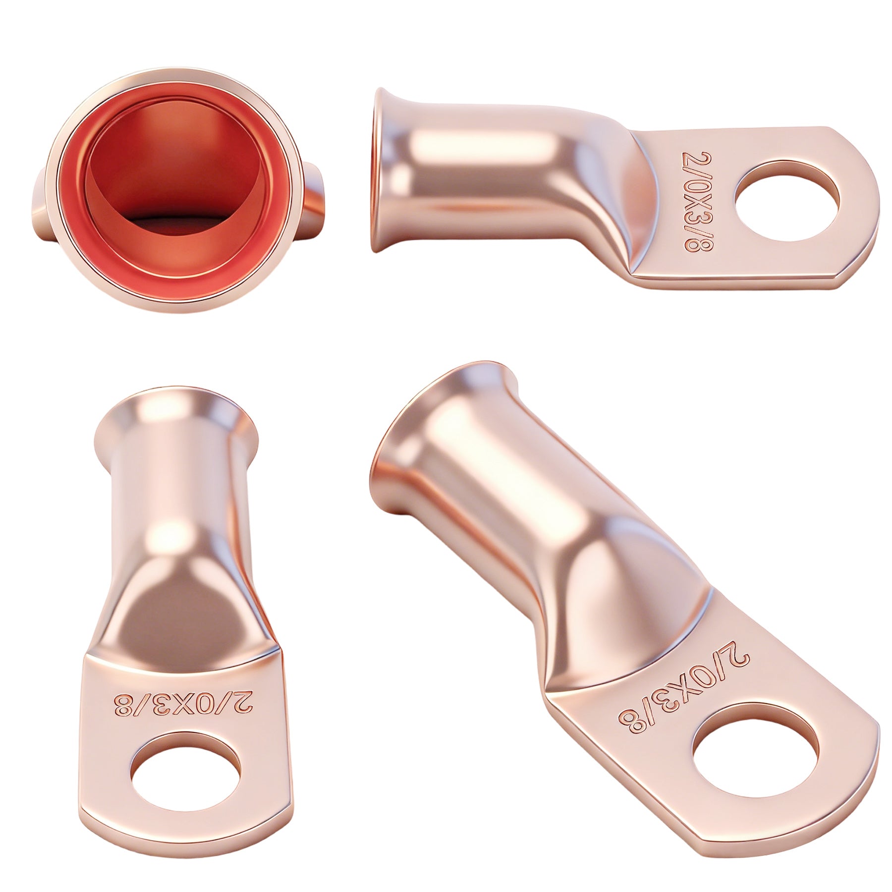 Weasch 10pcs Battery Lugs, Heavy Duty Wire Lugs, Ring Terminals, Battery Cable Ends-6