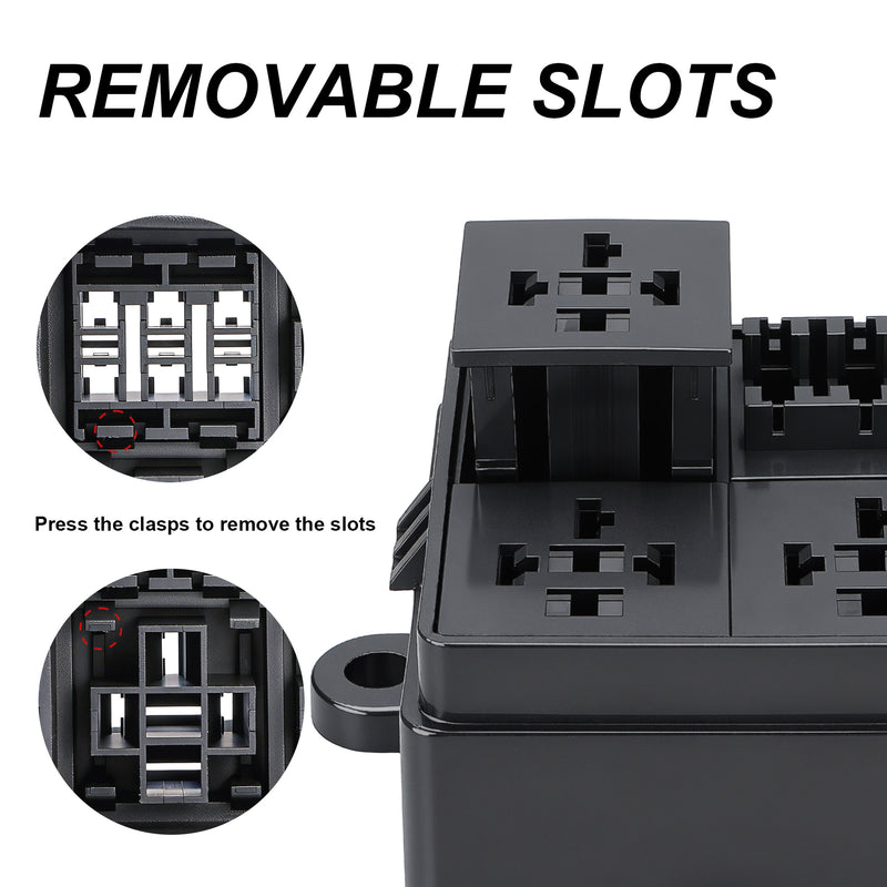 Weasch 12V 3 Way Fuse Relay Box, 3 Relays and 3 ATC/ATO Blade Fuses Slots, Compatible with 4-Pin 5-Pin 40A Relay, for Cars Truck Jeep-4