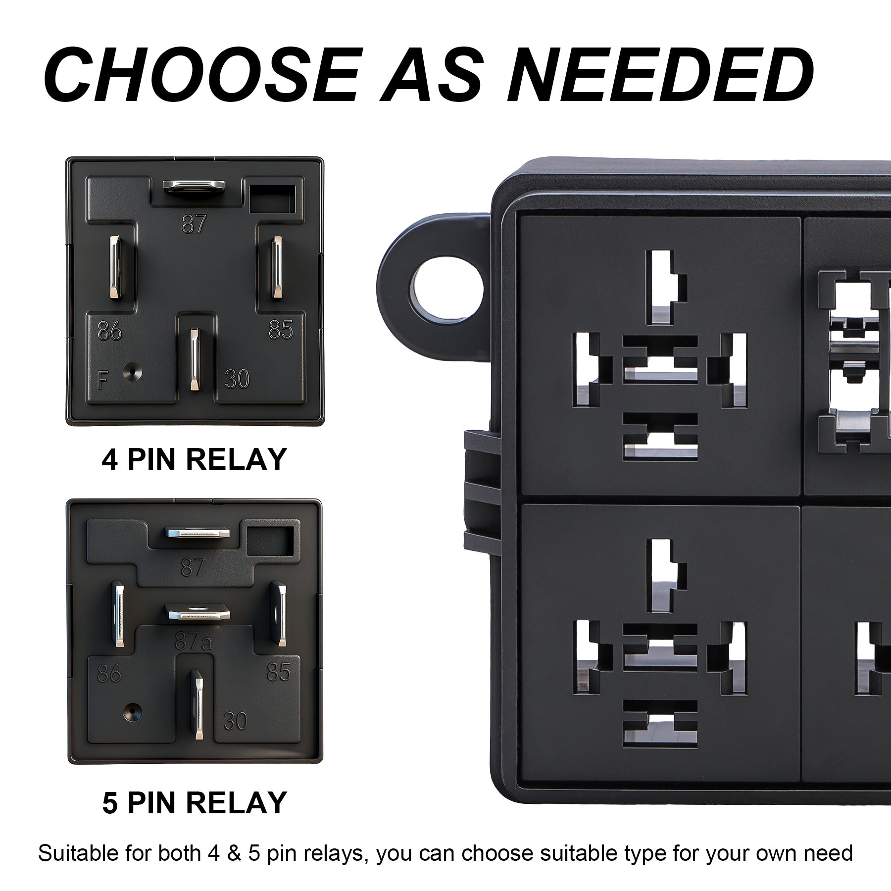 Weasch 12V 3 Way Fuse Relay Box, 3 Relays and 3 ATC/ATO Blade Fuses Slots, Compatible with 4-Pin 5-Pin 40A Relay, for Cars Truck Jeep-5
