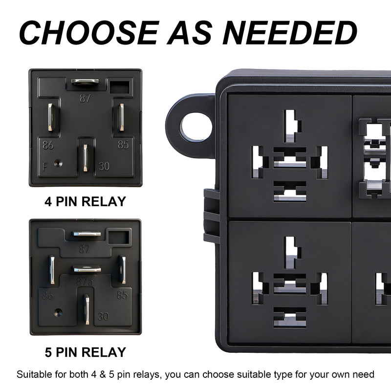 Weasch 12V 3 Way Fuse Relay Box, 3 Relays and 3 ATC/ATO Blade Fuses Slots, Compatible with 4-Pin 5-Pin 40A Relay, for Cars Truck Jeep-5