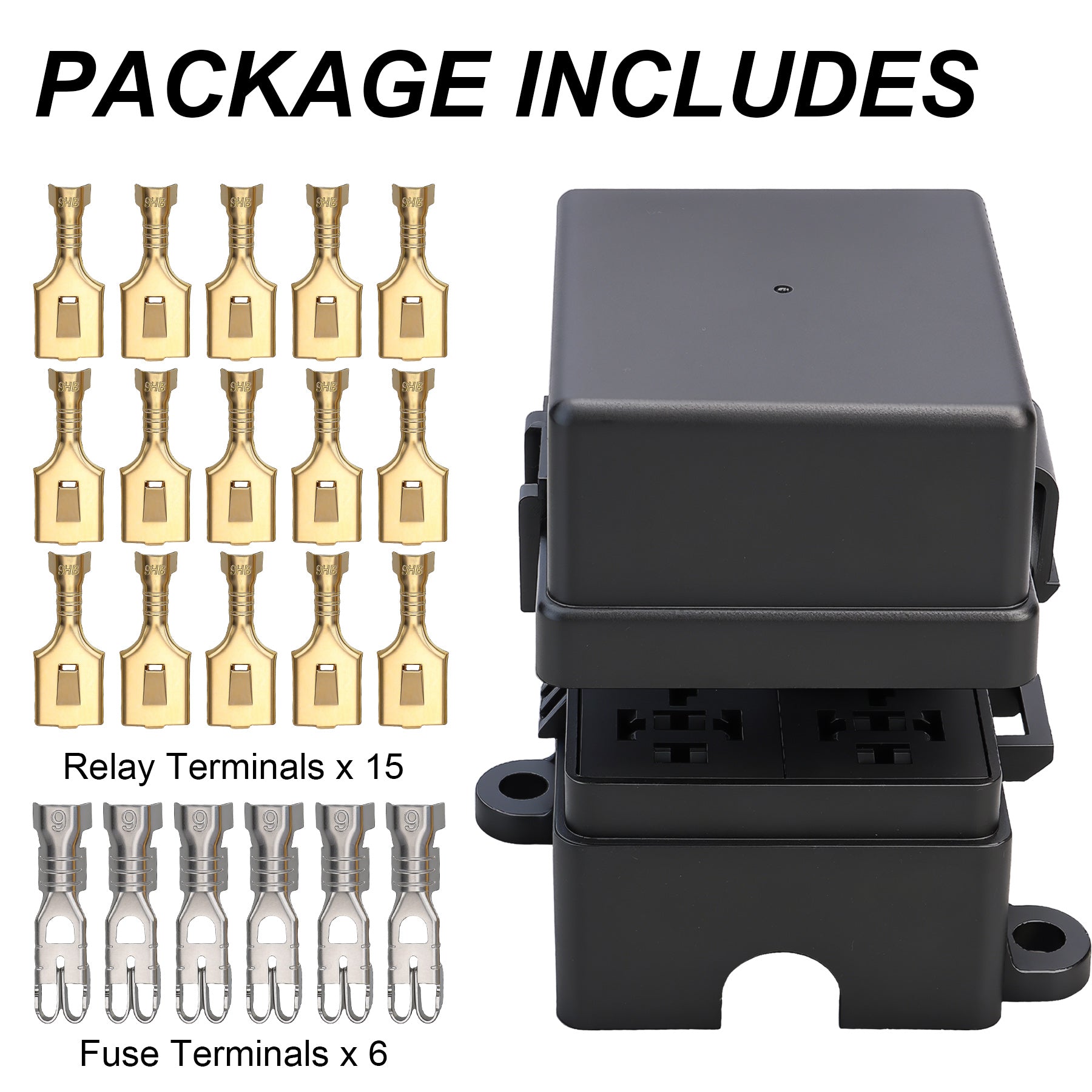 Weasch 12V 3 Way Fuse Relay Box, 3 Relays and 3 ATC/ATO Blade Fuses Slots, Compatible with 4-Pin 5-Pin 40A Relay, for Cars Truck Jeep-7