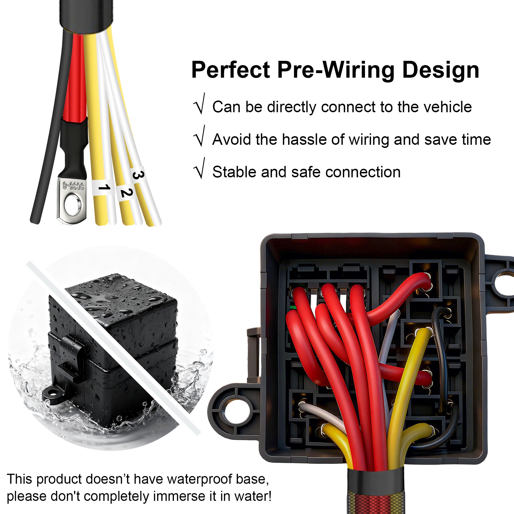 Weasch 12V 3 Way Pre-Wired Fuse Relay Box, 4-Pin 80A Relay Block and Kit, 3 Relays and 3 ATC/ATO Blade Fuses, for Cars Truck Jeep-3