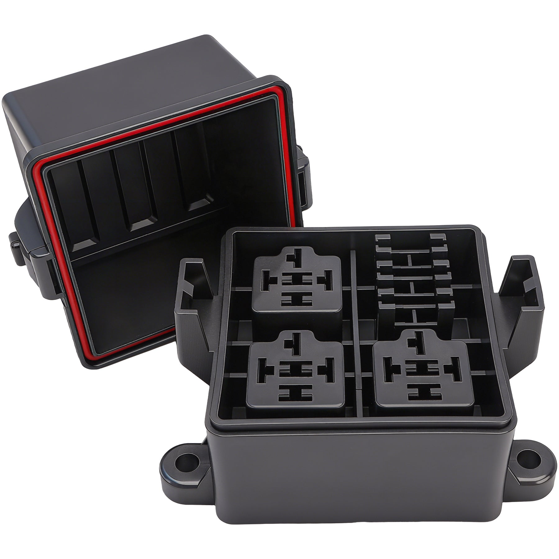 Weasch 12V 3 Way Waterproof Fuse Relay Box, 3 Relays and 3 ATC/ATO Blade Fuse Slots, Compatible with 4-Pin 5-Pin 40Amp Relay, for Cars Truck Marine Boat Jeep-1