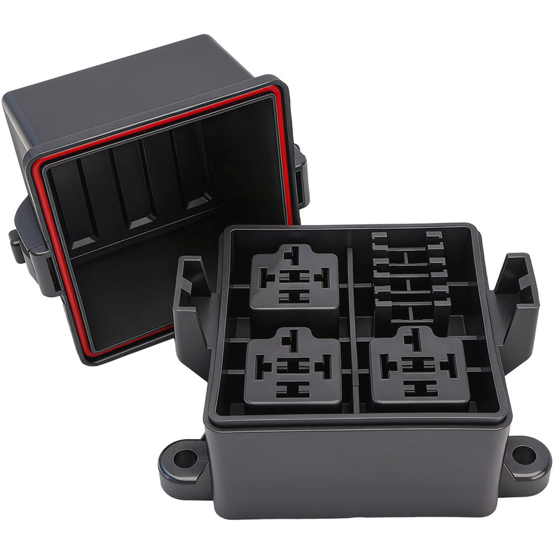Weasch 12V 3 Way Waterproof Fuse Relay Box, 3 Relays and 3 ATC/ATO Blade Fuse Slots, Compatible with 4-Pin 5-Pin 40Amp Relay, for Cars Truck Marine Boat Jeep-1
