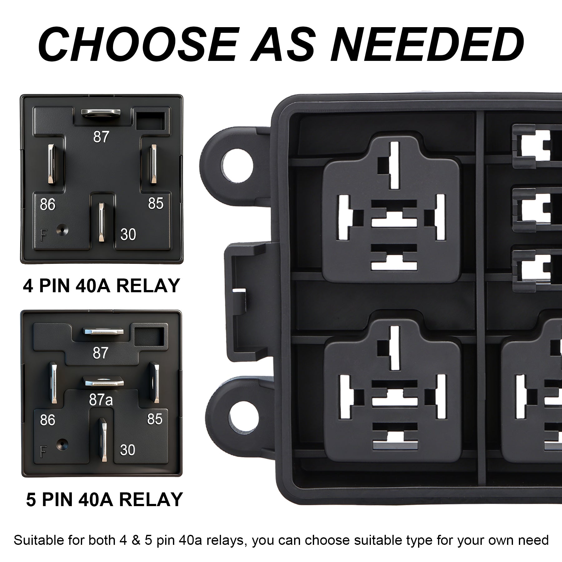 Weasch 12V 3 Way Waterproof Fuse Relay Box, 3 Relays and 3 ATC/ATO Blade Fuse Slots, Compatible with 4-Pin 5-Pin 40Amp Relay, for Cars Truck Marine Boat Jeep-4