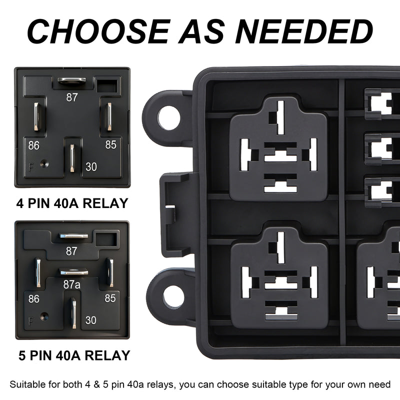 Weasch 12V 3 Way Waterproof Fuse Relay Box, 3 Relays and 3 ATC/ATO Blade Fuse Slots, Compatible with 4-Pin 5-Pin 40Amp Relay, for Cars Truck Marine Boat Jeep-4