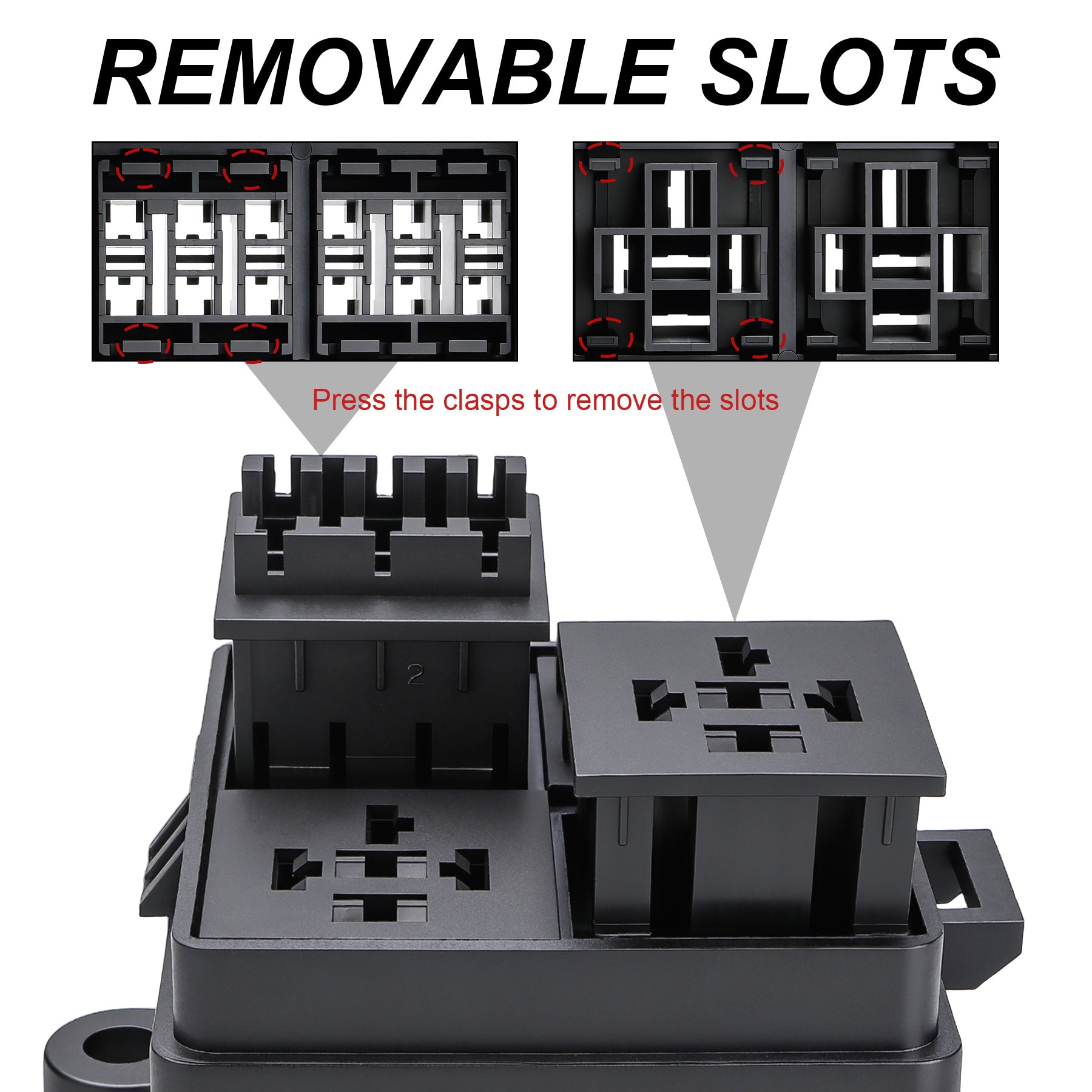 Weasch 12V 6 Way Fuse Relay Box, 2 Relays and 12 ATC/ATO Blade Fuses Slots, Compatible with 4-Pin 5-Pin 40Amp Relay, for Cars Truck Marine Boat Jeep-2