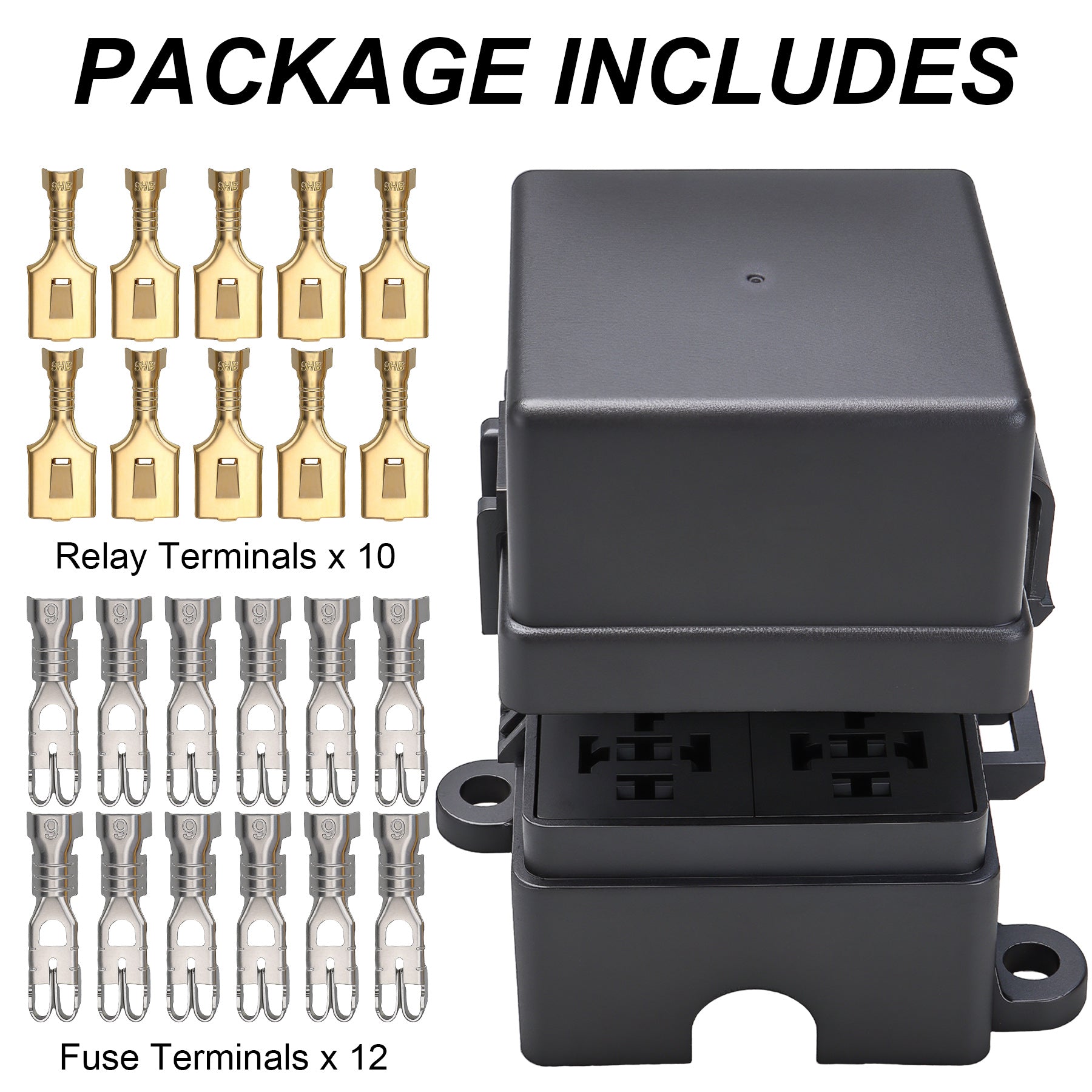 Weasch 12V 6 Way Fuse Relay Box, 2 Relays and 12 ATC/ATO Blade Fuses Slots, Compatible with 4-Pin 5-Pin 40Amp Relay, for Cars Truck Marine Boat Jeep-6