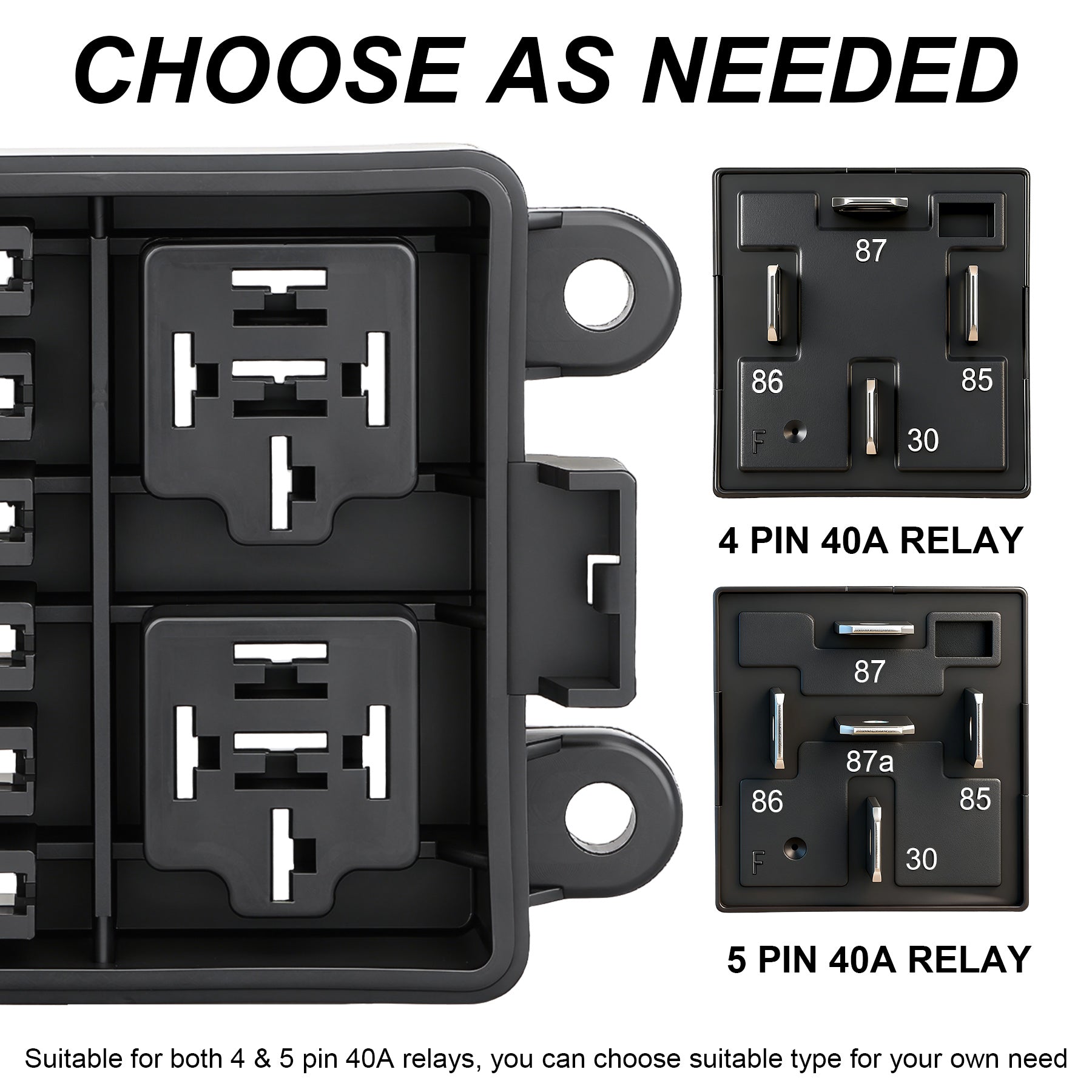 Weasch 12V 6 Way Waterproof Fuse Relay Box, 2 Relays and 6 ATC/ATO Blade Fuse Slots, Compatible with 4-Pin 5-Pin 40Amp Relay, for Cars Truck Marine Boat Jeep-3