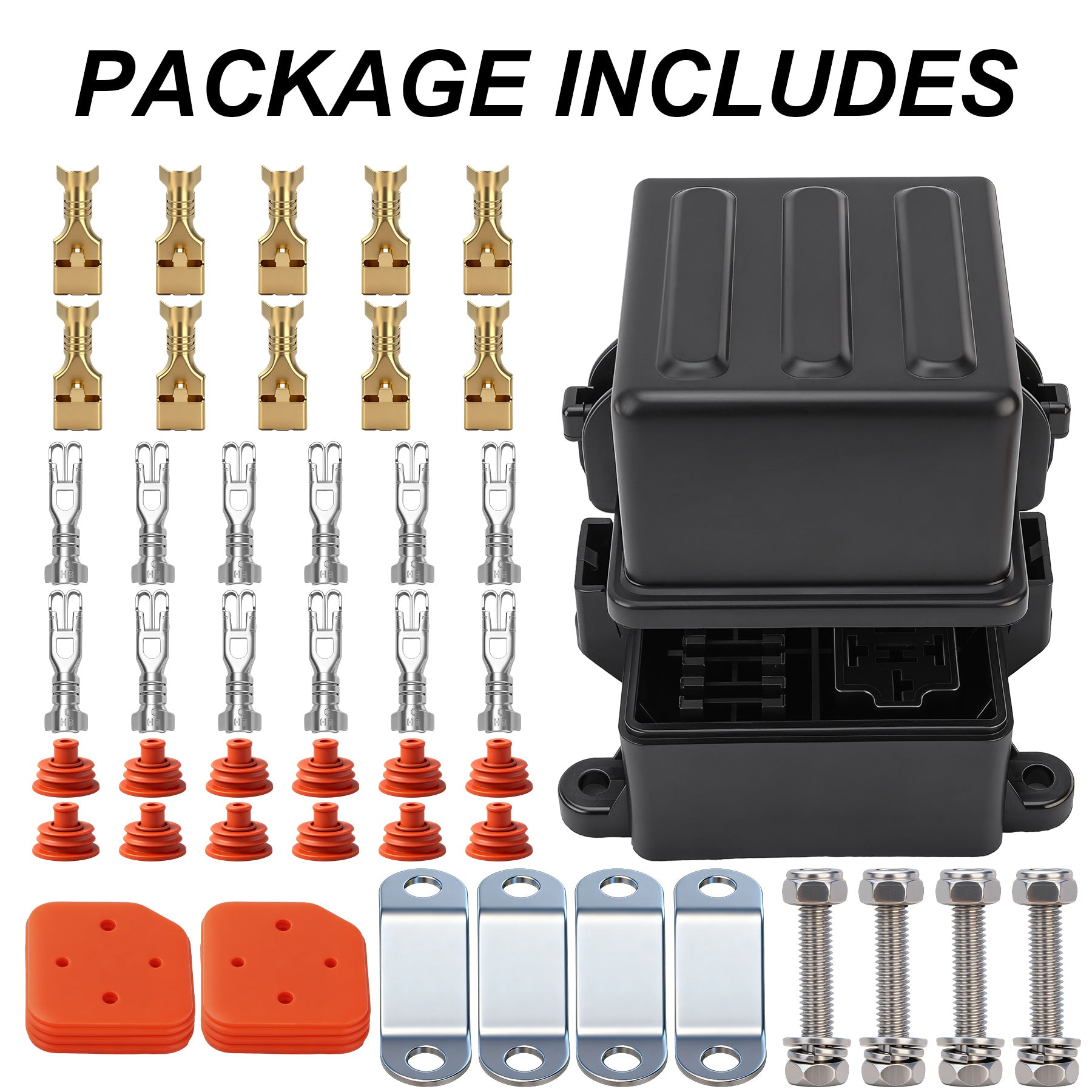 Weasch 12V 6 Way Waterproof Fuse Relay Box, 2 Relays and 6 ATC/ATO Blade Fuse Slots, Compatible with 4-Pin 5-Pin 40Amp Relay, for Cars Truck Marine Boat Jeep-7