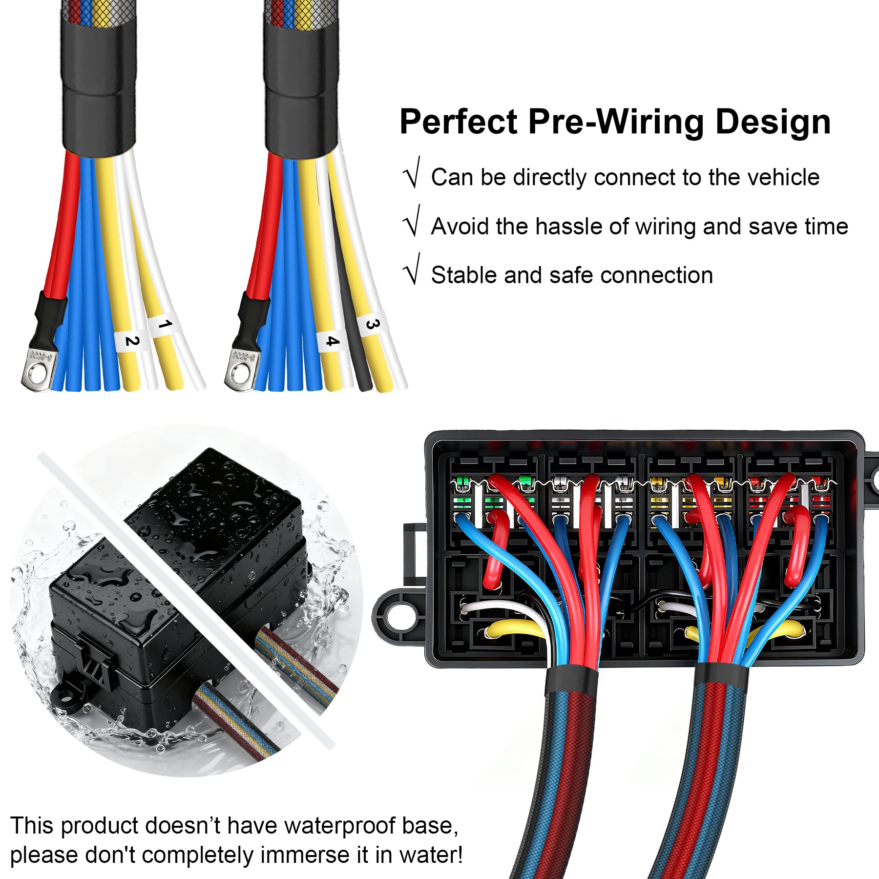 Weasch 12V 80Amp Relay Box, 12 Way Pre-Wired Relay Box, 4 Relays and 12 Slot ATC/ATO Blade Fuses, Universal Relay Panel, for Automotive Car Truck Jeep
