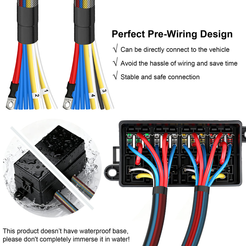 Weasch 12V 80Amp Relay Box, 12 Way Pre-Wired Relay Box, 4 Relays and 12 Slot ATC/ATO Blade Fuses, Universal Relay Panel, for Automotive Car Truck Jeep-2