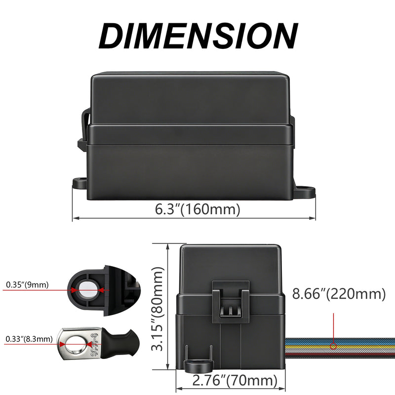 Weasch 12V 80Amp Relay Box, 12 Way Pre-Wired Relay Box, 4 Relays and 12 Slot ATC/ATO Blade Fuses, Universal Relay Panel, for Automotive Car Truck Jeep-5