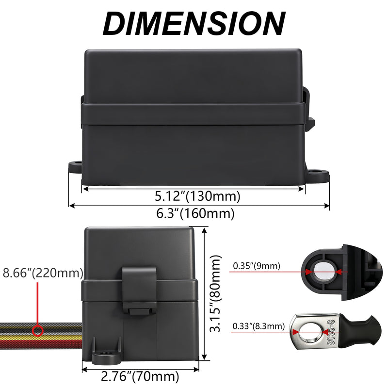 Weasch 12V 80Amp Relay Box, 6 Way Pre-Wired Relay Box, 6 Relays and 6 Slot ATC/ATO Blade Fuses, Universal Relay Panel, for Automotive Car Truck Jeep-5