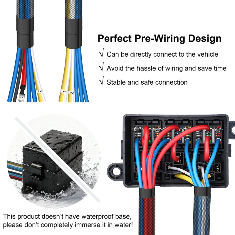 Weasch 12V 80Amp Relay Box, 9 Way Pre-Wired Relay Box, 3 Relays and 9 Slot ATC/ATO Blade Fuses, Universal Relay Panel, for Automotive Car Truck Jeep-2