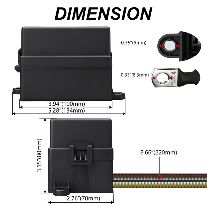 Weasch 12V 80Amp Relay Box, 9 Way Pre-Wired Relay Box, 3 Relays and 9 Slot ATC/ATO Blade Fuses, Universal Relay Panel, for Automotive Car Truck Jeep-5