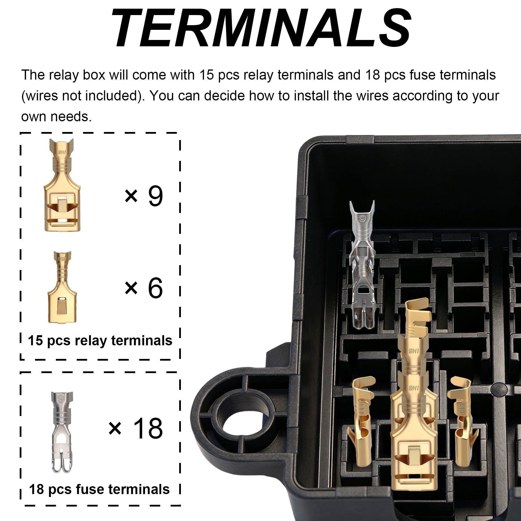 Weasch 12V 9 Way Fuse Relay Box, 3x4-Pin 80Amp Relays and 9 ATC/ATO Blade Fuses, for Cars Truck Marine Boat Jeep-6
