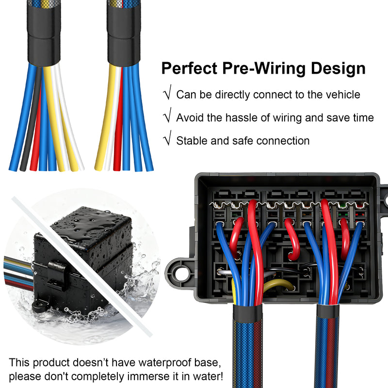 Weasch 12V 9 Way Pre-Wired Fuse Relay Box, 3 Relays and 9 ATC/ATO Blade Fuses, 4-Pin 40A Relay Block and Kit, for Cars Truck Marine Boat Jeep-4