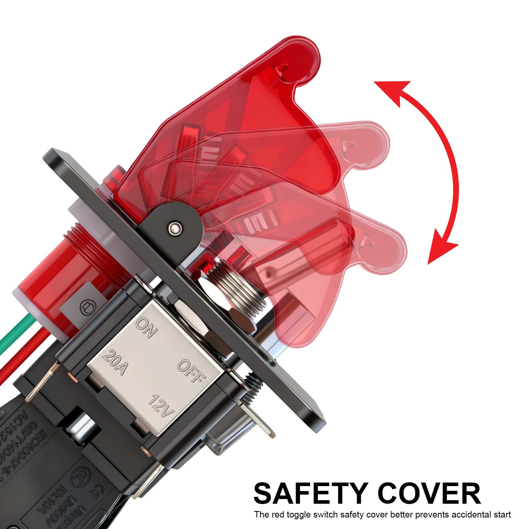 Weasch 12V Ignition Switch Panel, 2 in 1 with Engine Push Button Toggle Switches, with LED Light 12AWG Relay Kit for RV Truck Racing Car Boat Marine Trailer-4