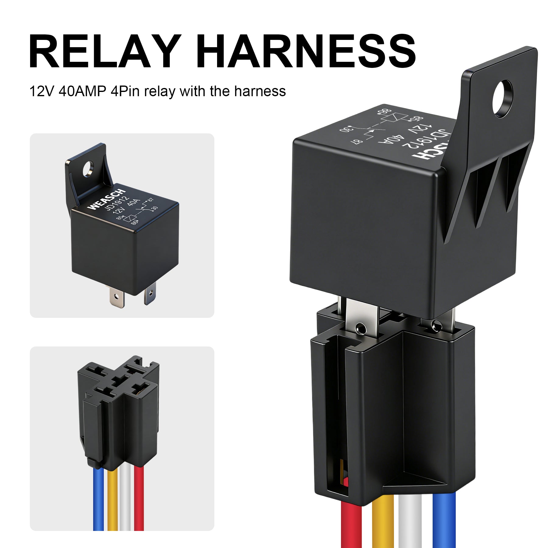 Weasch 12V Ignition Switch Panel, 2 in 1 with Engine Push Button Toggle Switches, with LED Light 12AWG Relay Kit for RV Truck Racing Car Boat Marine Trailer-6