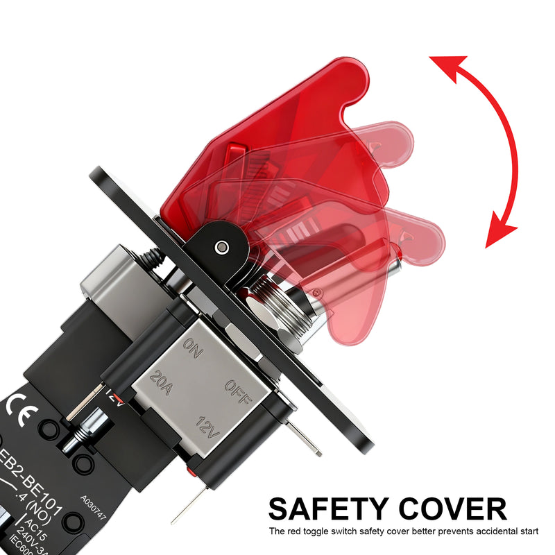 Weasch 12V Ignition Switch Panel, 4 in 1 with Engine Push Button Toggle Switches, with 12AWG Relay Kit for RV Truck Racing Car Boat Marine Trailer-3