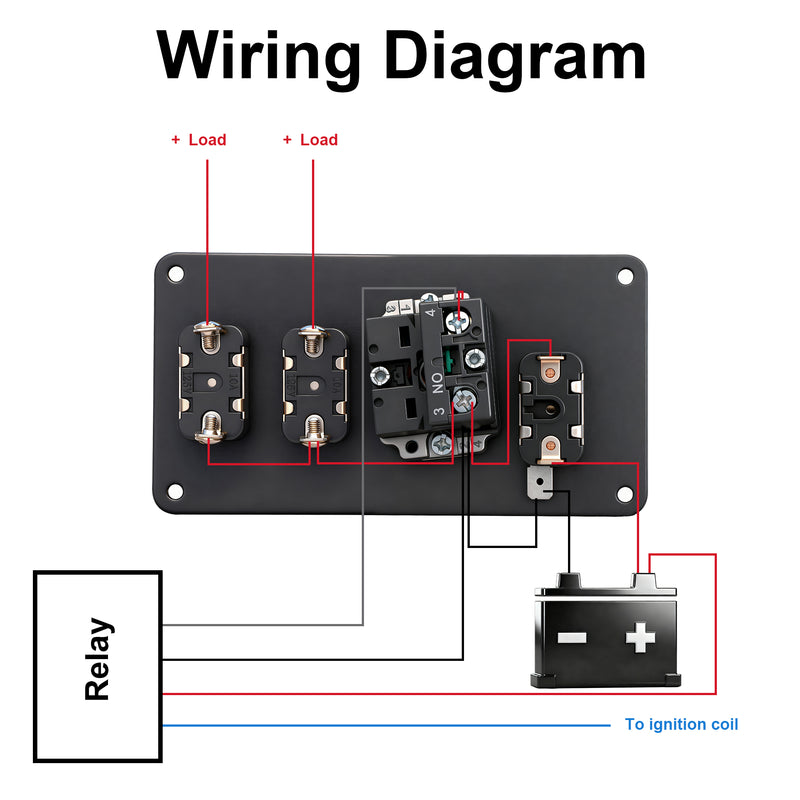Weasch 12V Ignition Switch Panel, 4 in 1 with Engine Push Button Toggle Switches, with 12AWG Relay Kit for RV Truck Racing Car Boat Marine Trailer-6