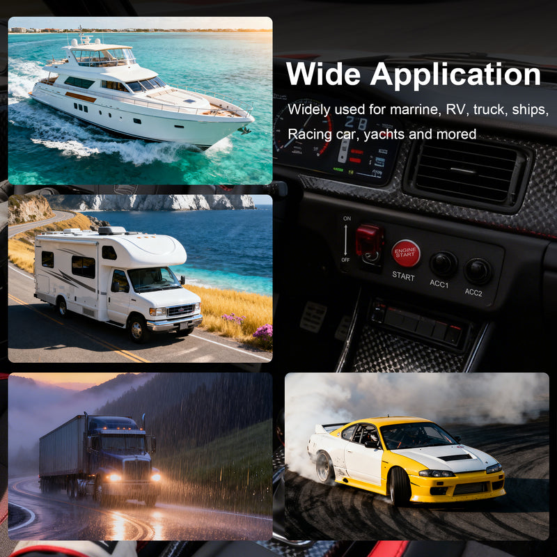 Weasch 12V Ignition Switch Panel, 4 in 1 with Engine Push Button Toggle Switches, with 12AWG Relay Kit for RV Truck Racing Car Boat Marine Trailer-8