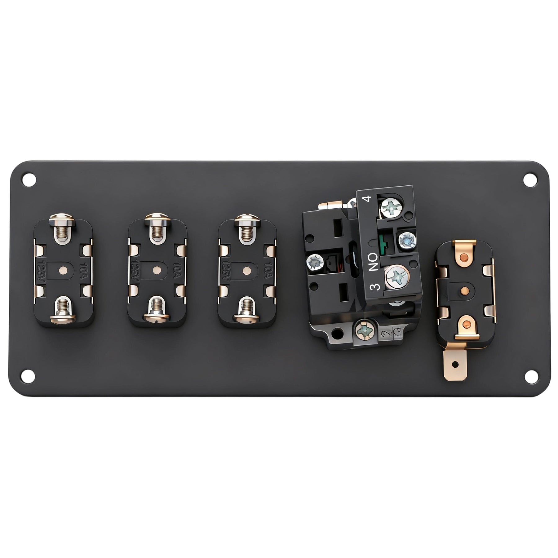 Weasch 12V Ignition Switch Panel, 5 in 1 with Engine Push Button Toggle Switches, with 12AWG Relay Kit for RV Truck Racing Car Boat Marine Trailer-4