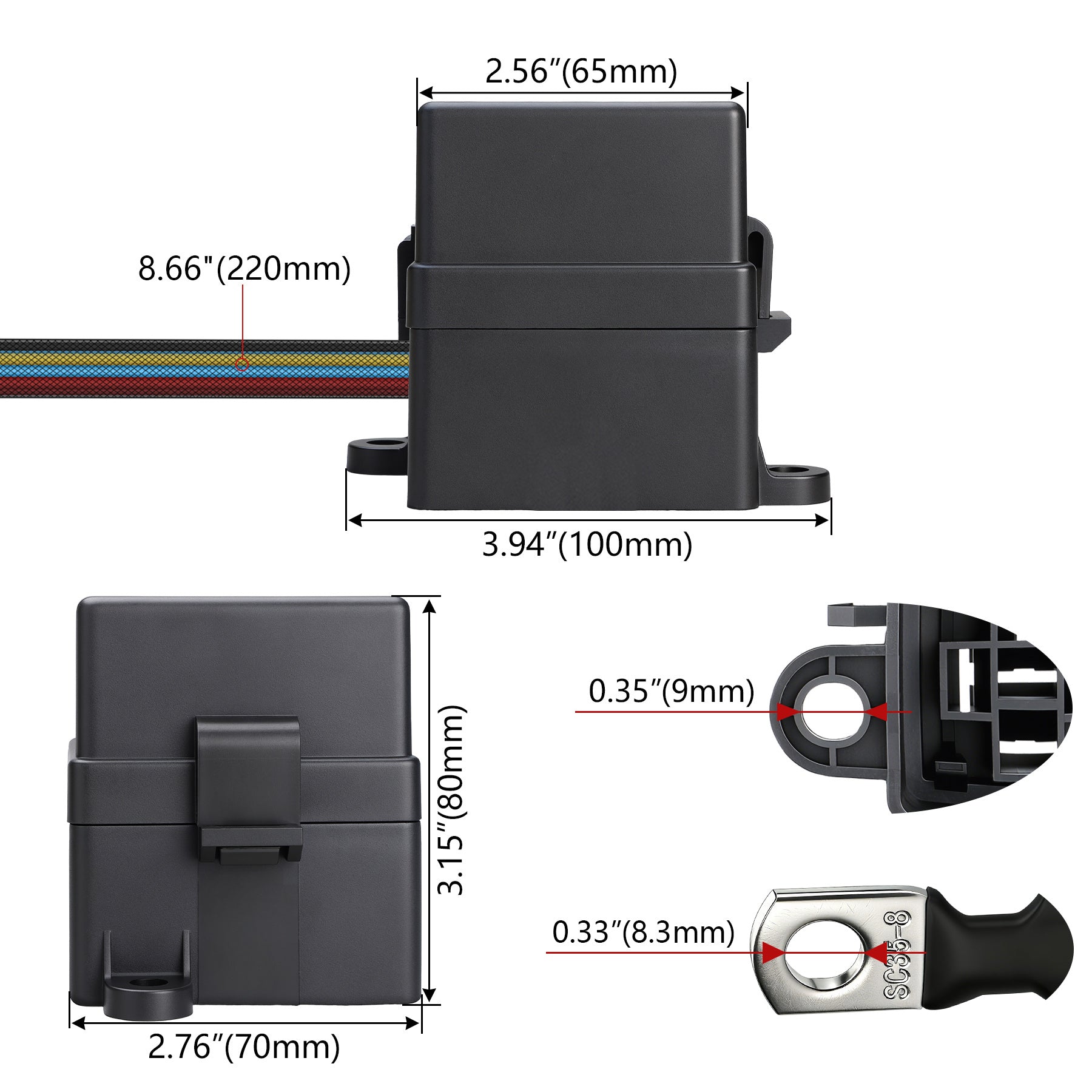 Weasch 12V Pre-Wired Fuse Relay Box, 5-Pin 40A Relay Block and Kit, 2 Relays and 6 ATC/ATO Blade Fuses, for Cars Truck Marine Boat Jeep-5
