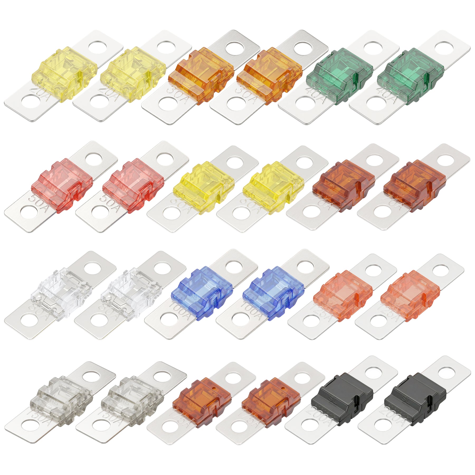 Weasch 24PCS AMI Midi Fuse Kit, DC 32V High Current Bolt-On Mini Fuses(20-200A), Automotive Fuses for Car Truck Marine Boat-1
