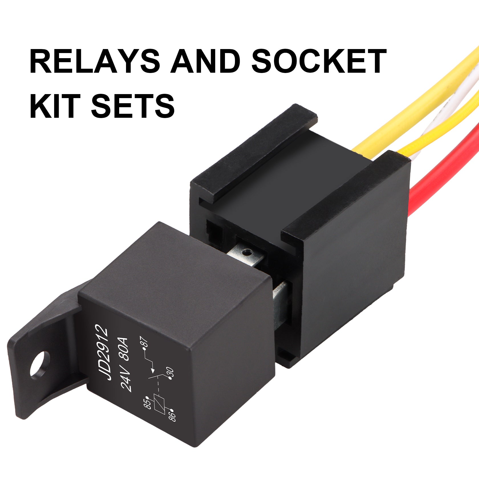 Weasch 24V JD2912 80A Heavy Duty Relay with Harness, 4-Pin SPST Normally Open, 4 Wire Automotive Relay Model, for Automotive Car Marine Boat-6