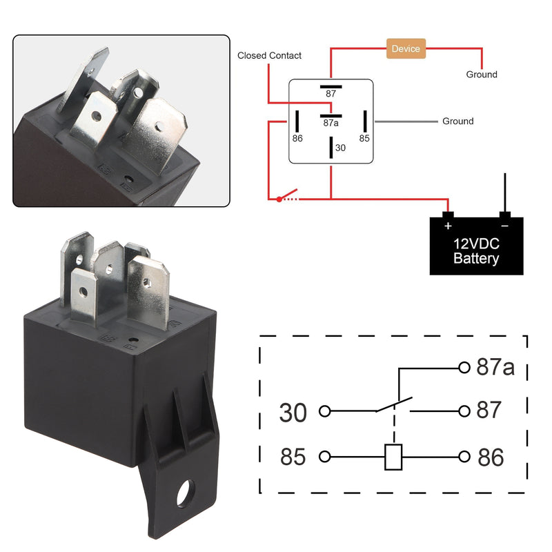 Weasch 24V JD2914 80/60A Heavy Duty Relay with Harness, 5-Pin SPDT, 5 Wire Automotive Relay Model, for Automotive Car Marine Boat-4
