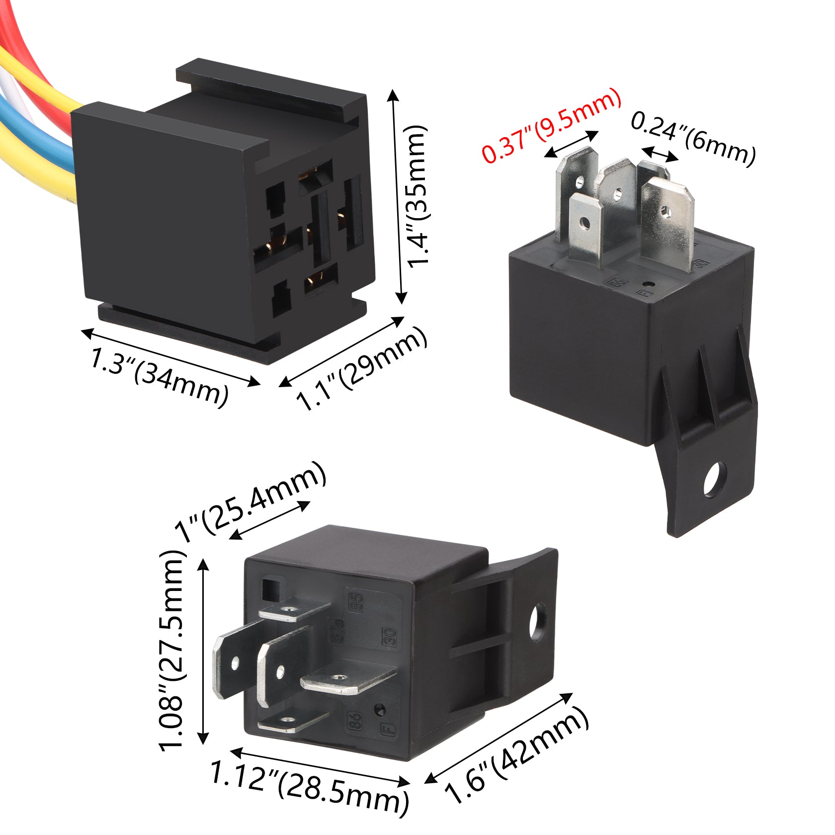 Weasch 24V JD2914 80/60A Heavy Duty Relay with Harness, 5-Pin SPDT, 5 Wire Automotive Relay Model, for Automotive Car Marine Boat-5