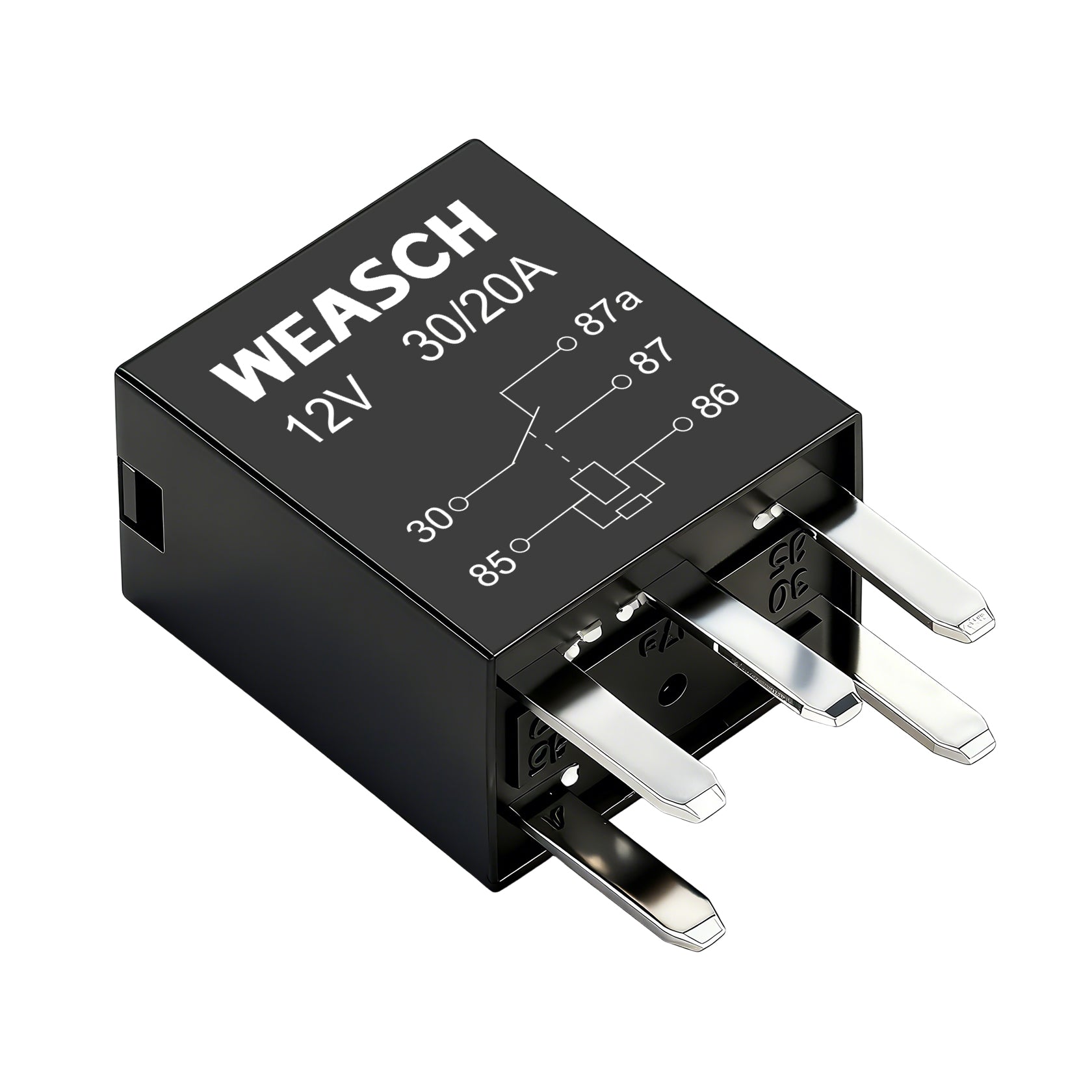 Weasch 10 Pack 5-Pin High Power Relay, DC 12V 30A, Compatible G8V-RH-1C7T-R-DC12 301-1C-C-R1-U01 278002822 7866 D1780C GM Equipment Black Multi-Purpose Relay Fuel Pump Relay-5