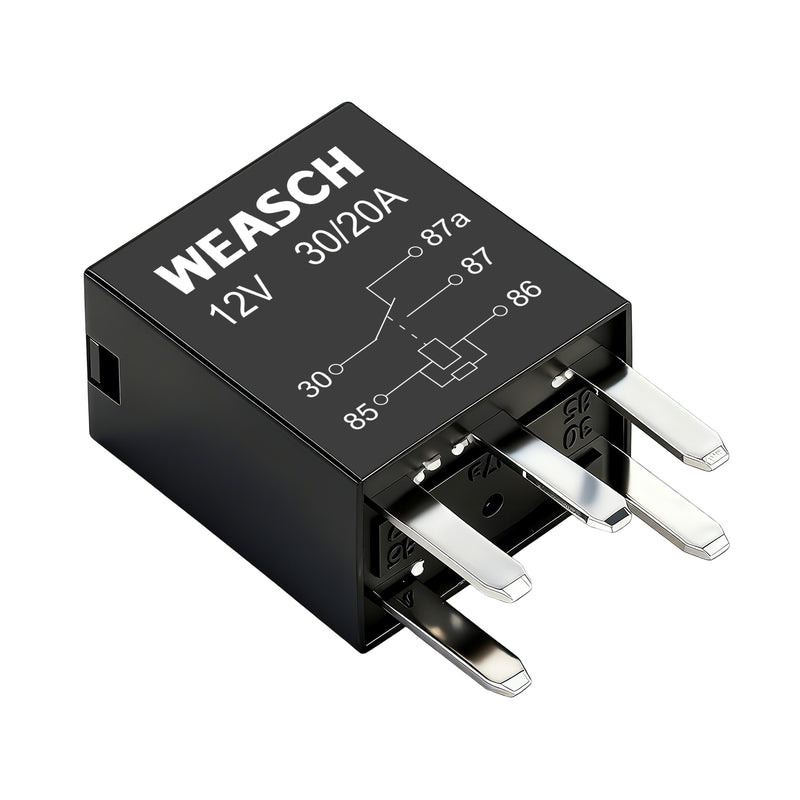 Weasch 10 Pack 5-Pin High Power Relay, DC 12V 30A, Compatible G8V-RH-1C7T-R-DC12 301-1C-C-R1-U01 278002822 7866 D1780C GM Equipment Black Multi-Purpose Relay Fuel Pump Relay-5